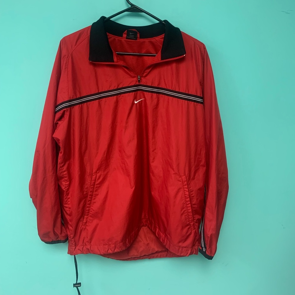 Red Nike windbreaker quarter zip